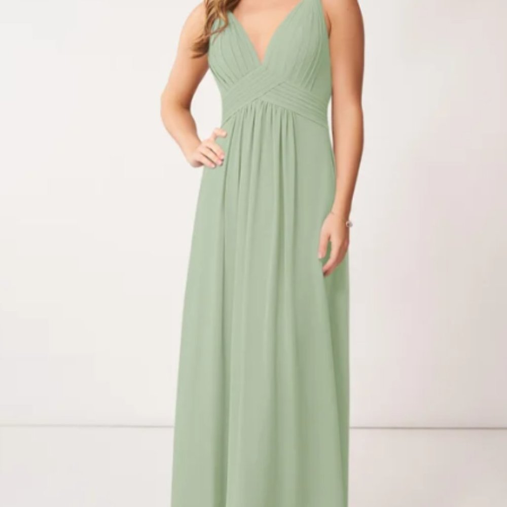 Azazie Maren Dusty Sage Bridesmaid Dress Size 2